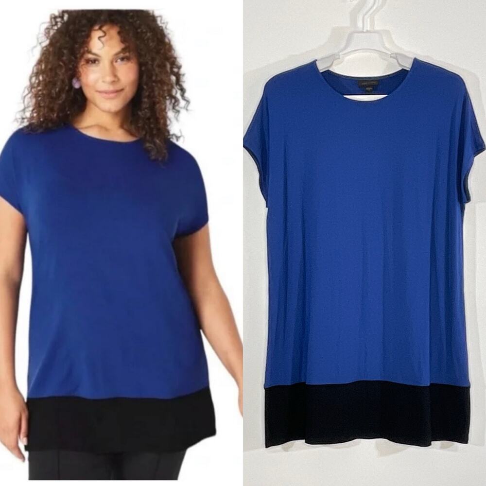 J. Jill Wearever Collection Tunic Top Blue Black Colorblock Women’s Size Medium